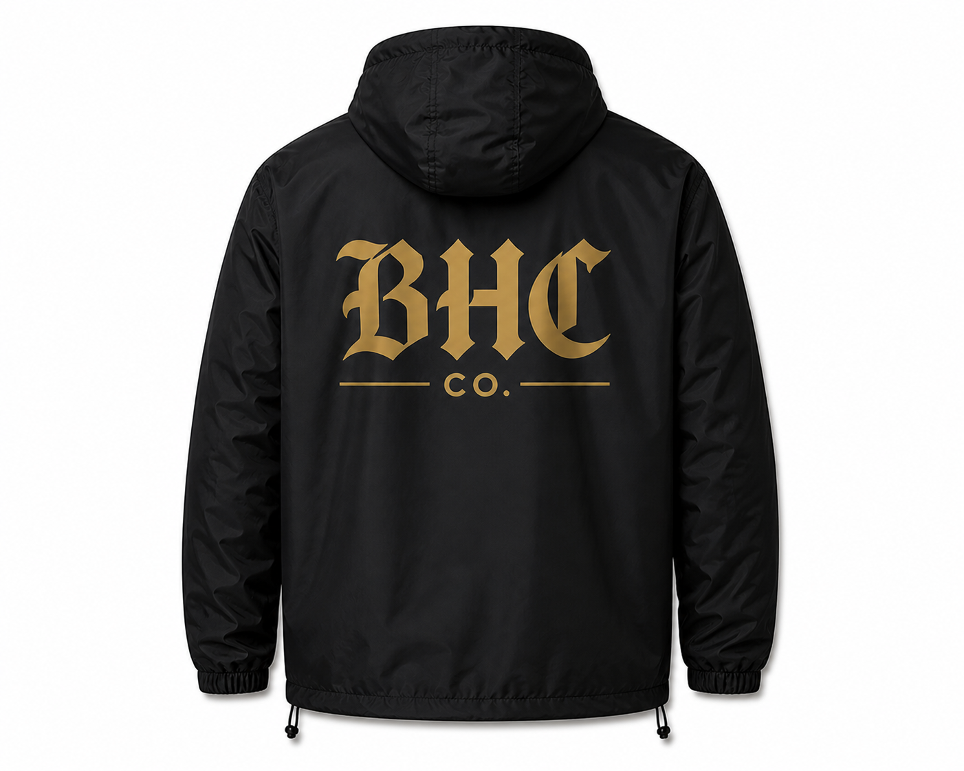 Black wind breaker with gold logo